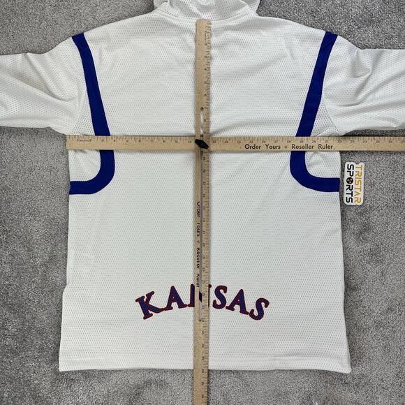 Kansas Jayhawks PE Basketball Shooting Shirt Mens Medium White Adidas Team Issue - Picture 10 of 12